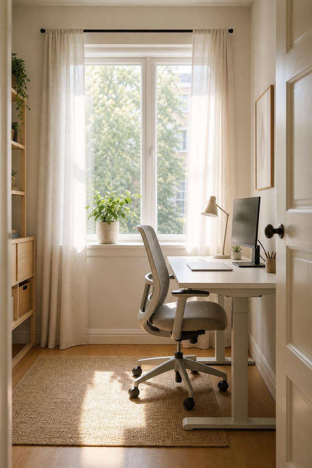 kleines Arbeitszimmer einrichten- Lasse natürliches Licht maximal herein