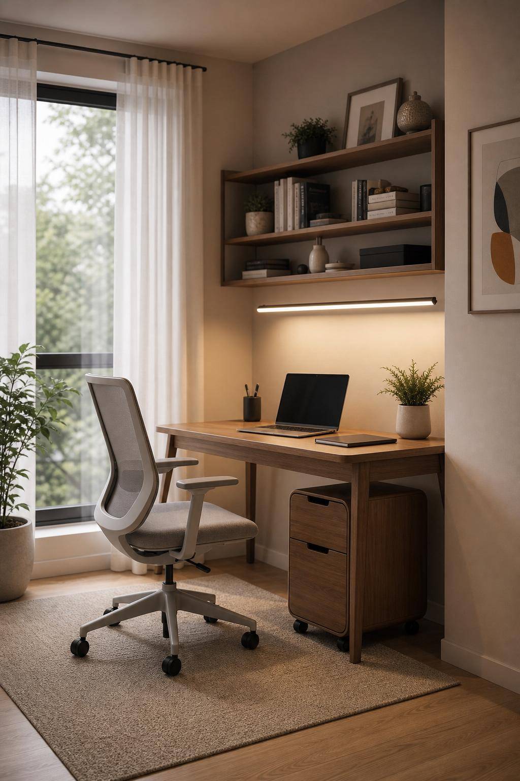 kleines Arbeitszimmer einrichten- Nutze Rollcontainer für Mobilität