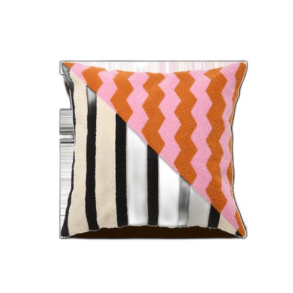 Dekonstruiertes Kissen von Casa Rolio in Pink, Orange und Schwarz