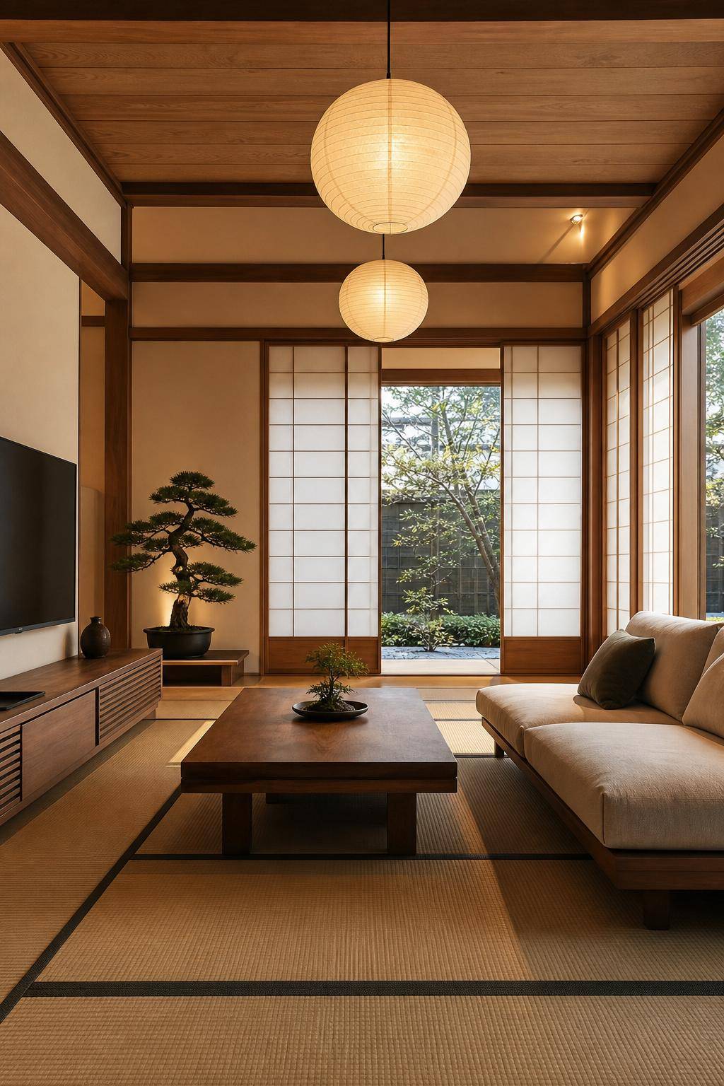 Asiatischer Einrichtungsstil- Lege Tatami-Matten als Bodenbelag aus