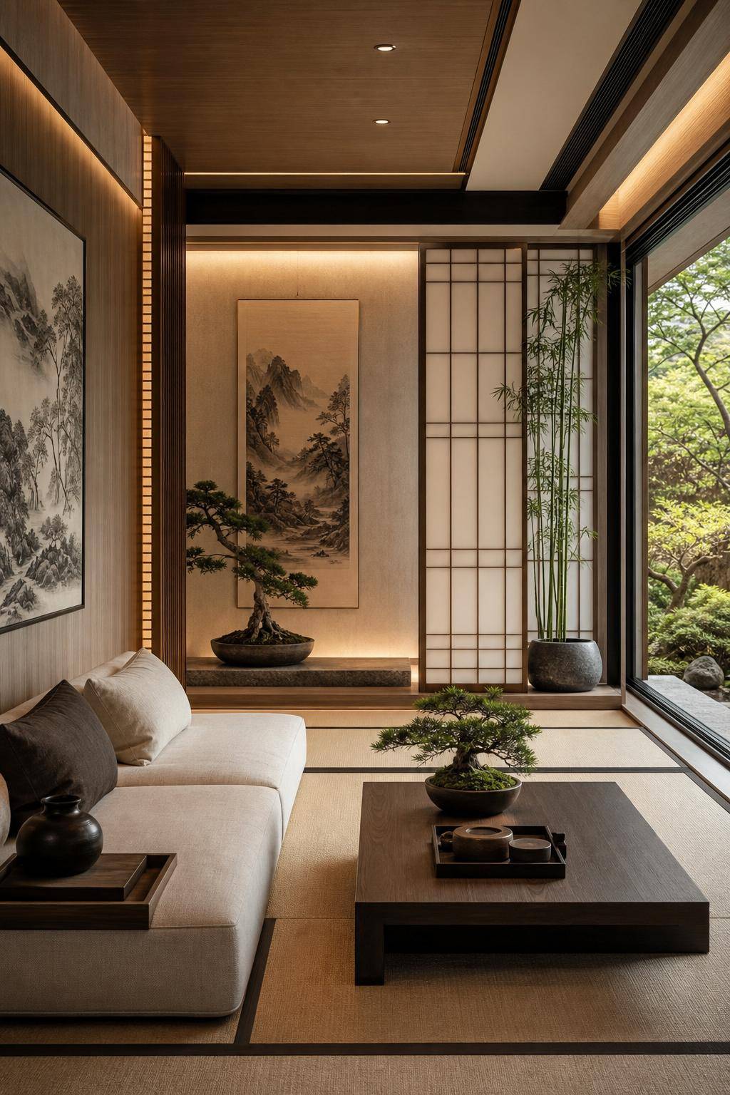 Asiatischer Einrichtungsstil- Zeige asiatische Kunst an den Wänden