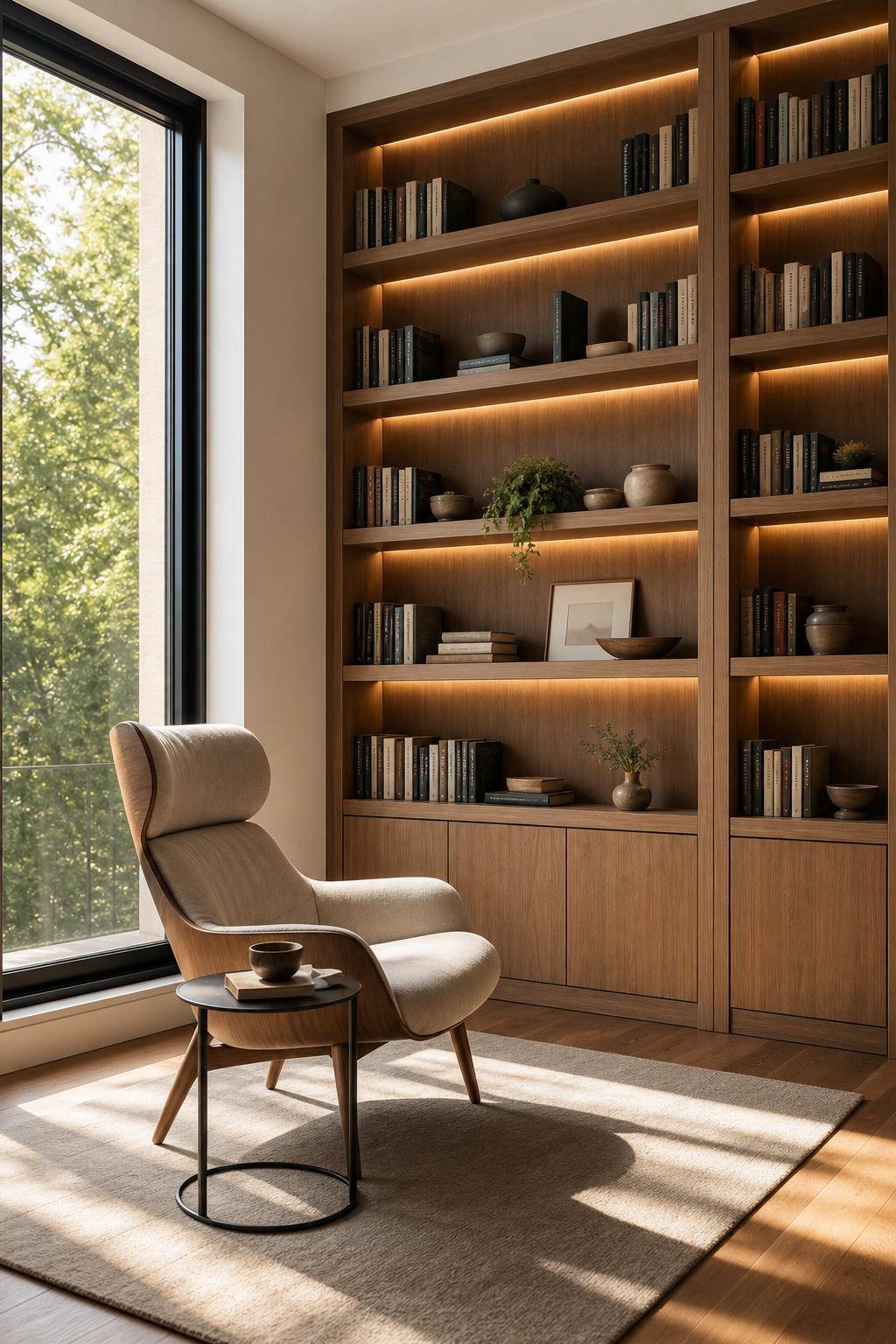 Bibliothek zuhause einrichten- Nutze Nischen optimal mit maßgefertigten Regalen
