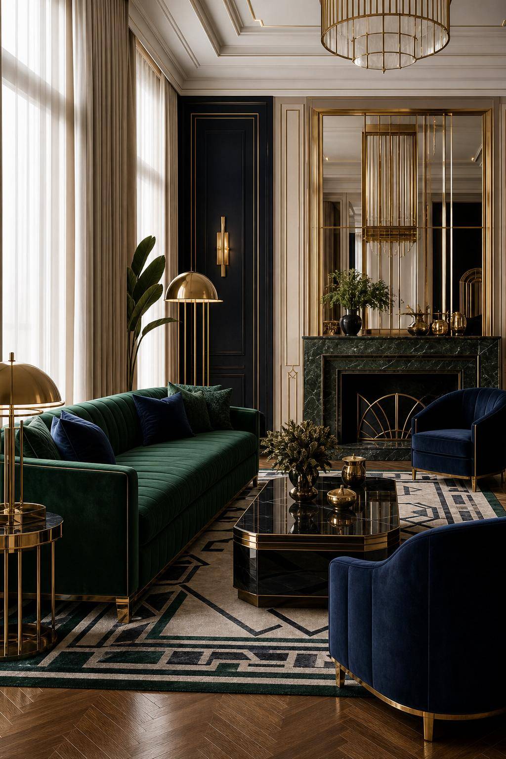 Einrichtung im Art-Deco-Stil - Integriere stylische Art-Deco-Lampen mit Goldfinish