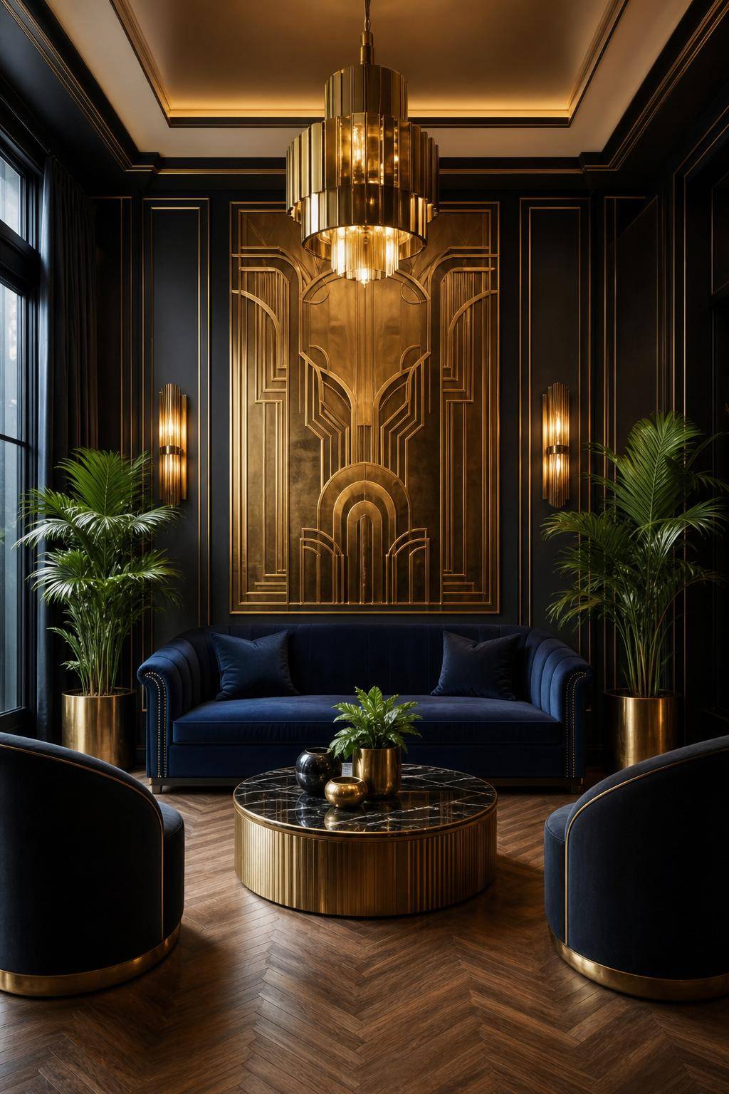 Einrichtung im Art-Deco-Stil - Schmücke Wände mit geometrischen Messing-Reliefs