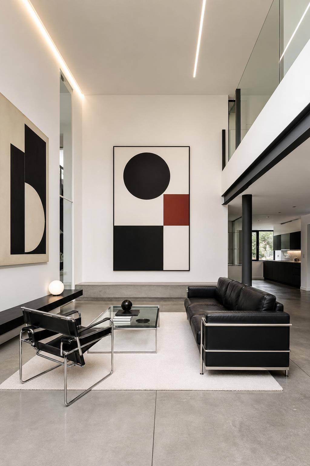 Einrichtung im Bauhausstil- Präsentiere Kunstwerke in Schwarz-Weiß-Kontrasten