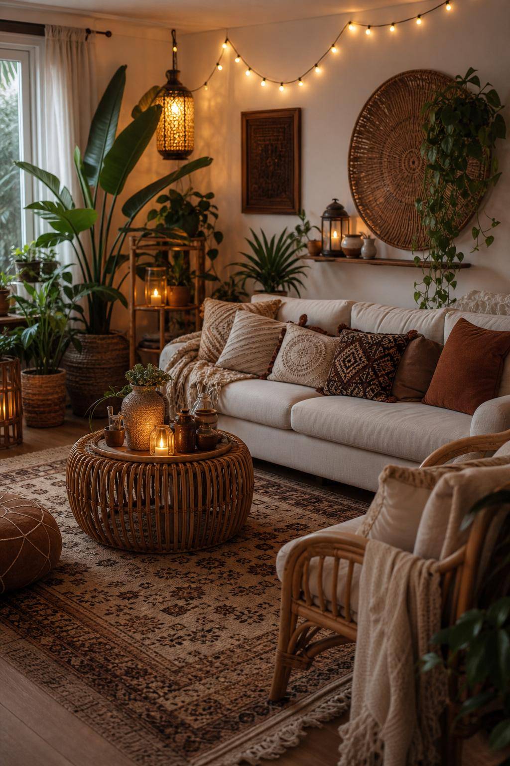 Einrichtungsstil: Boho-Chic- Hänge Lichterketten für sanftes Licht auf