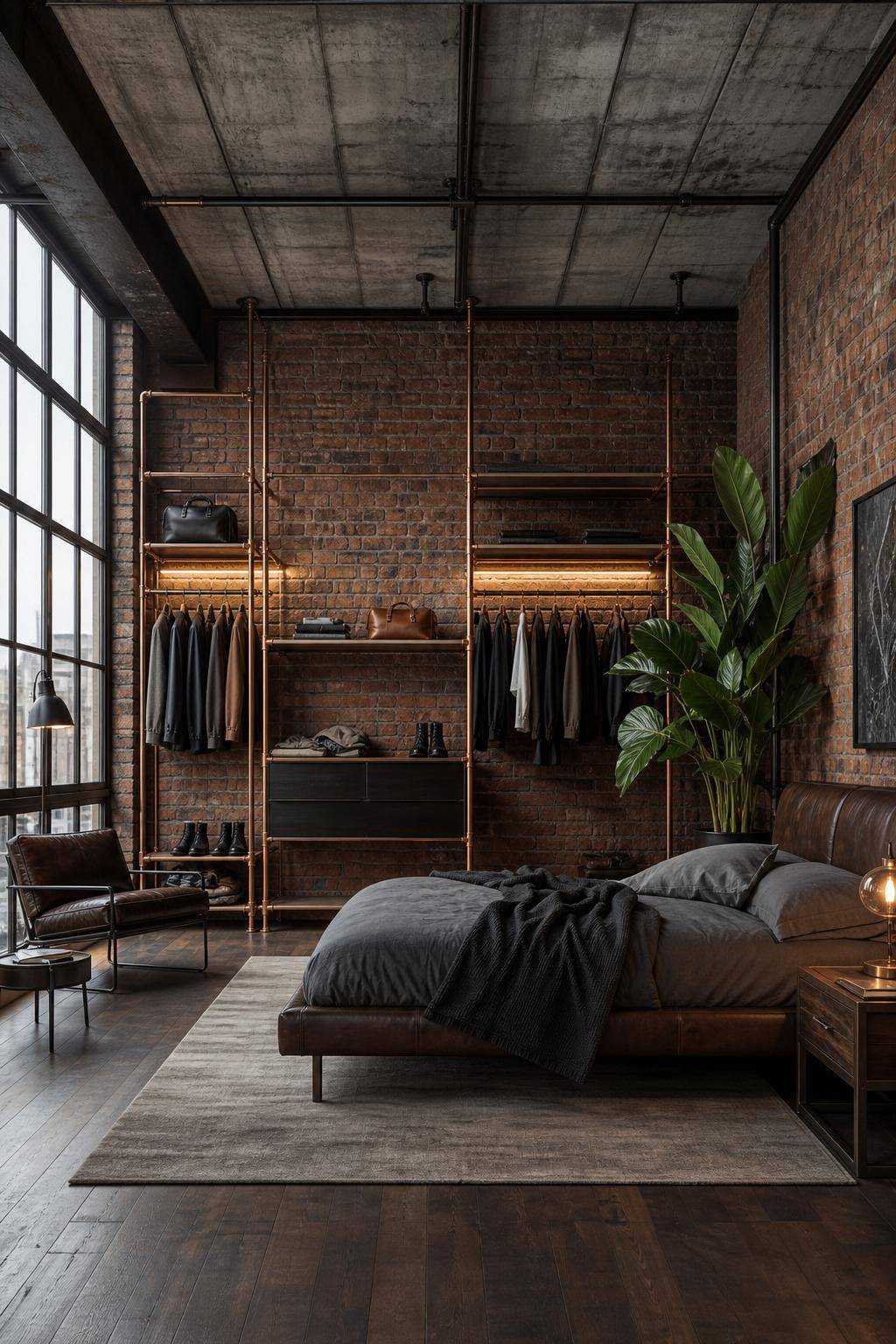 Einrichtungsstil: Industrial Style- Ergänze offene Kleiderstangen aus Kupferrohr