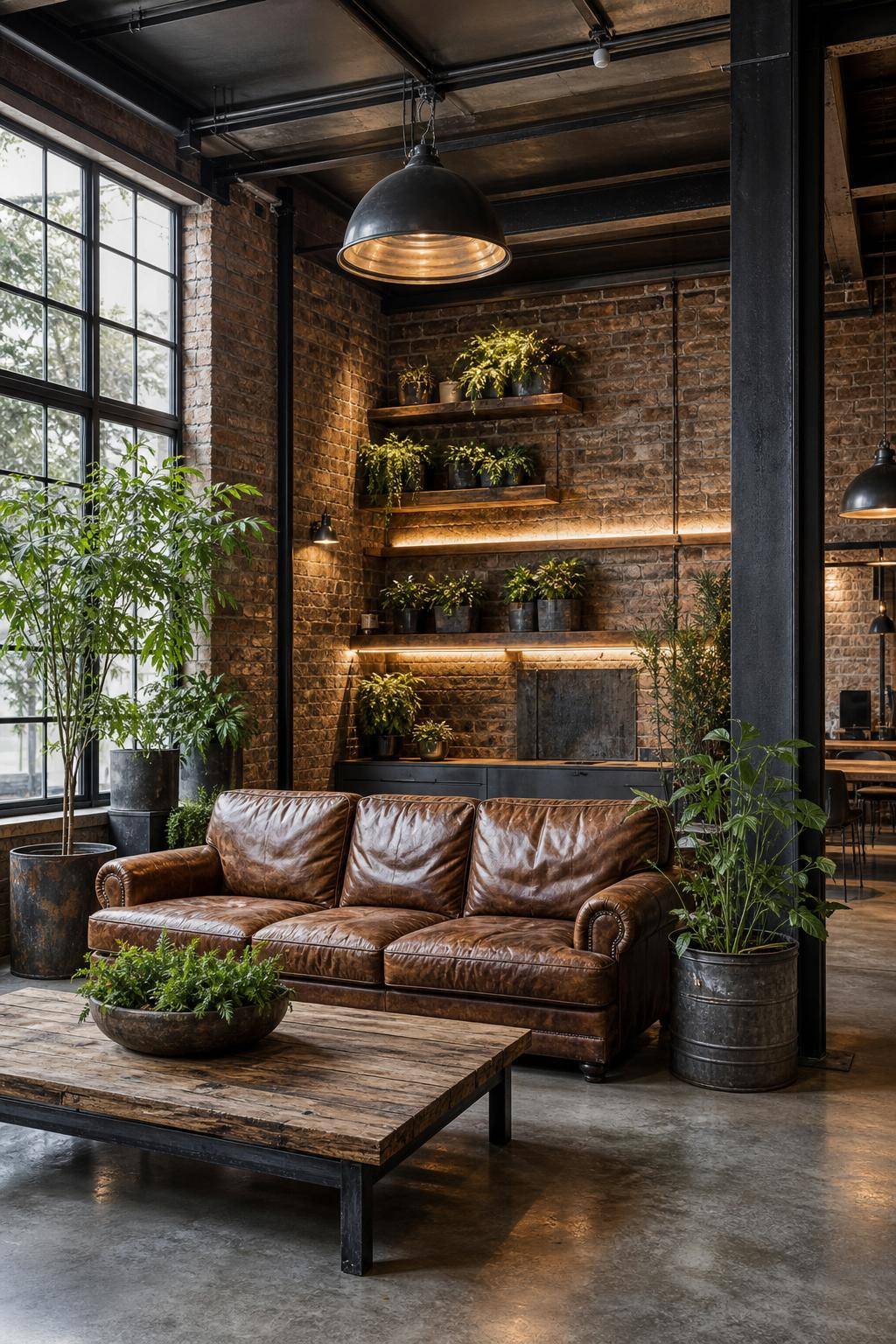 Einrichtungsstil: Industrial Style- Ordne Pflanzen in rauen Metalltöpfen an