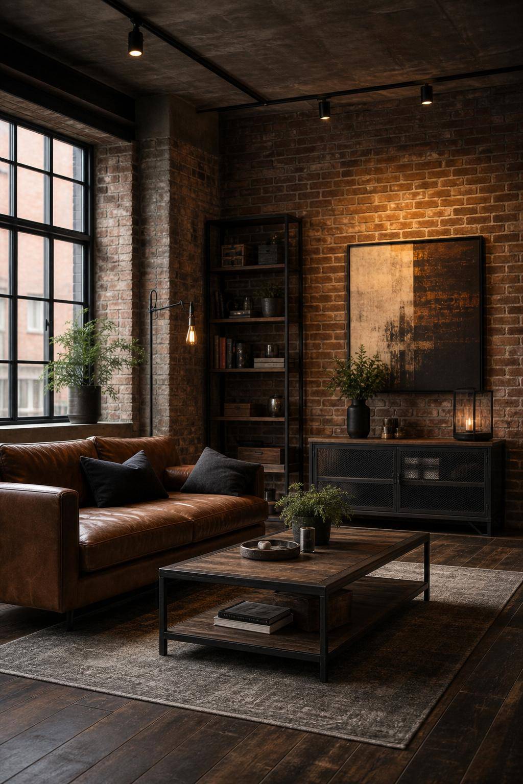 Einrichtungsstil: Industrial Style- Wähle dunkle Holzakzente für mehr Wärme