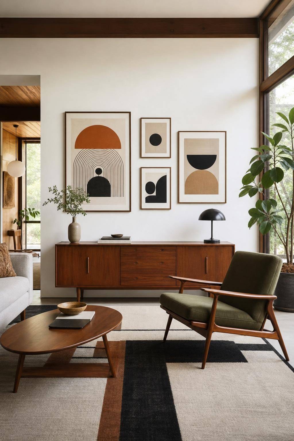 Einrichtungsstil: Mid Century Modern- Arrangiere minimalistische Kunst an Wänden