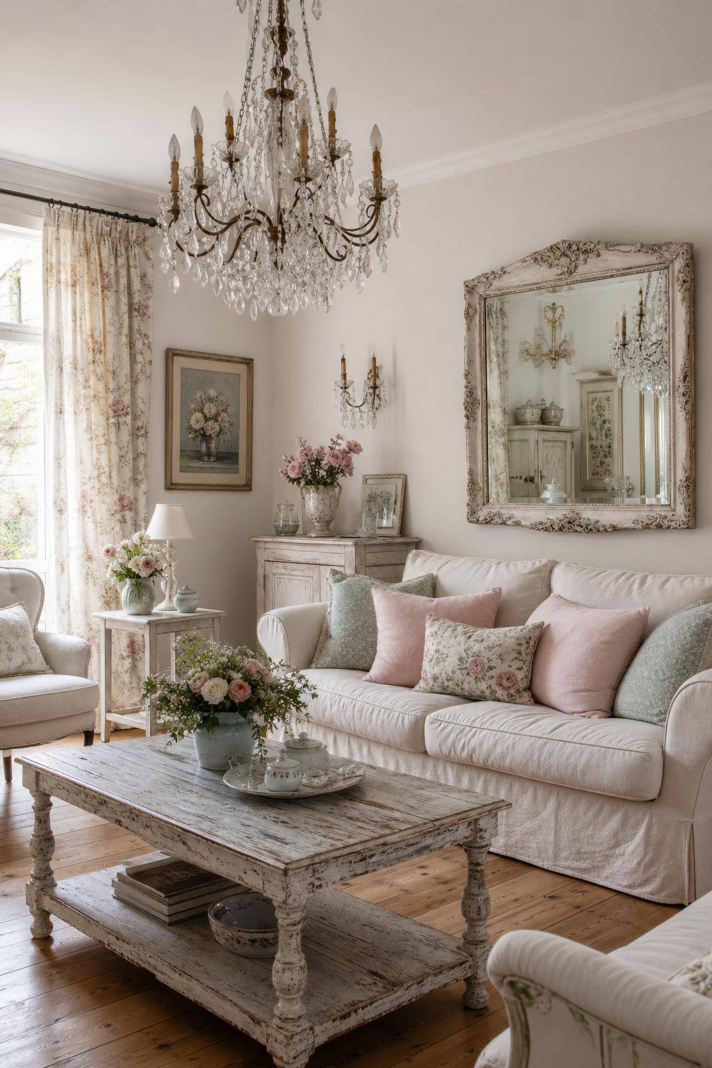 Einrichtungsstil: Shabby Chic- Setze auf nostalgische Kronleuchter aus Glas