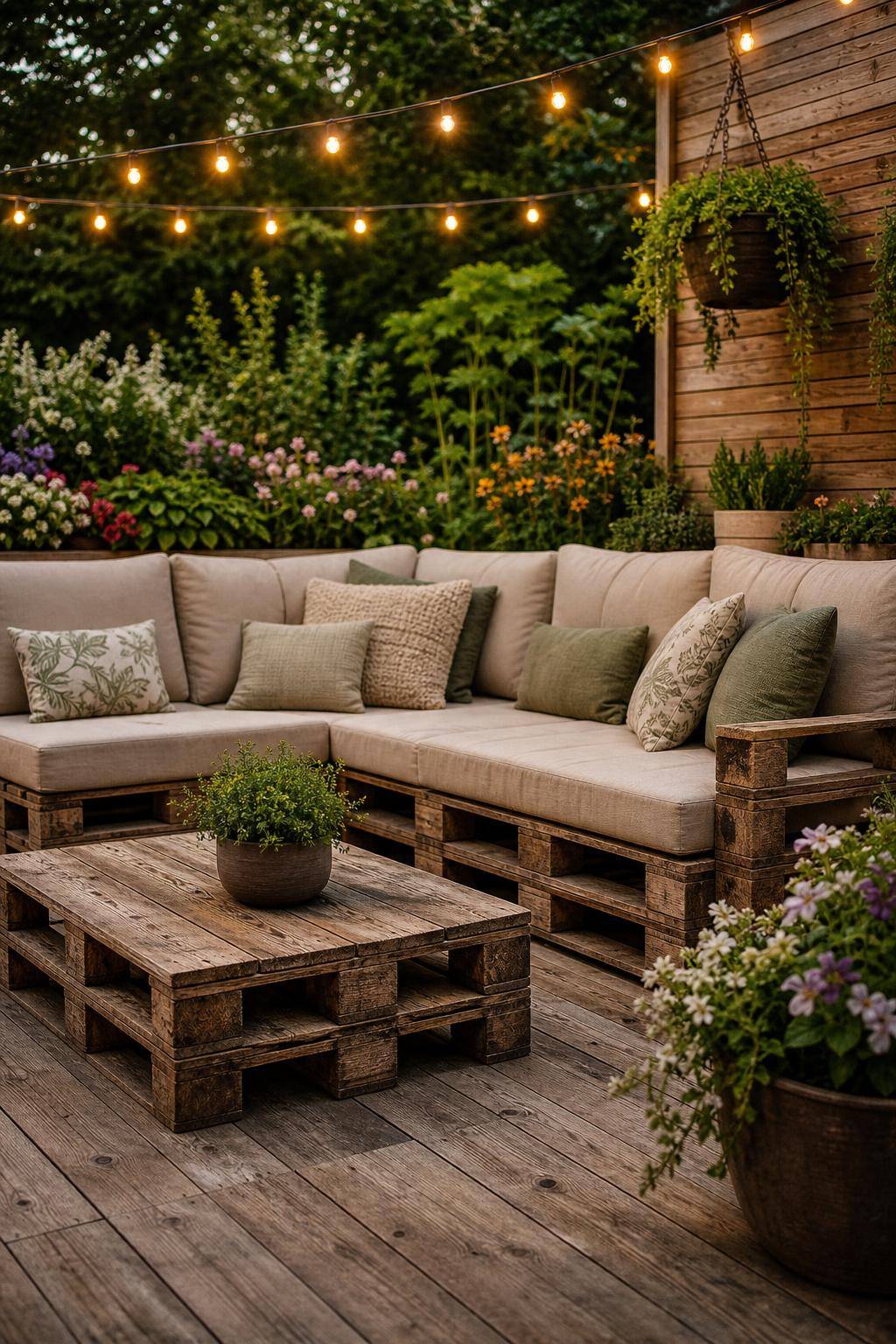 Garten-Upcycling-Ideen- Verwandle Paletten in gemütliche Gartenmöbel