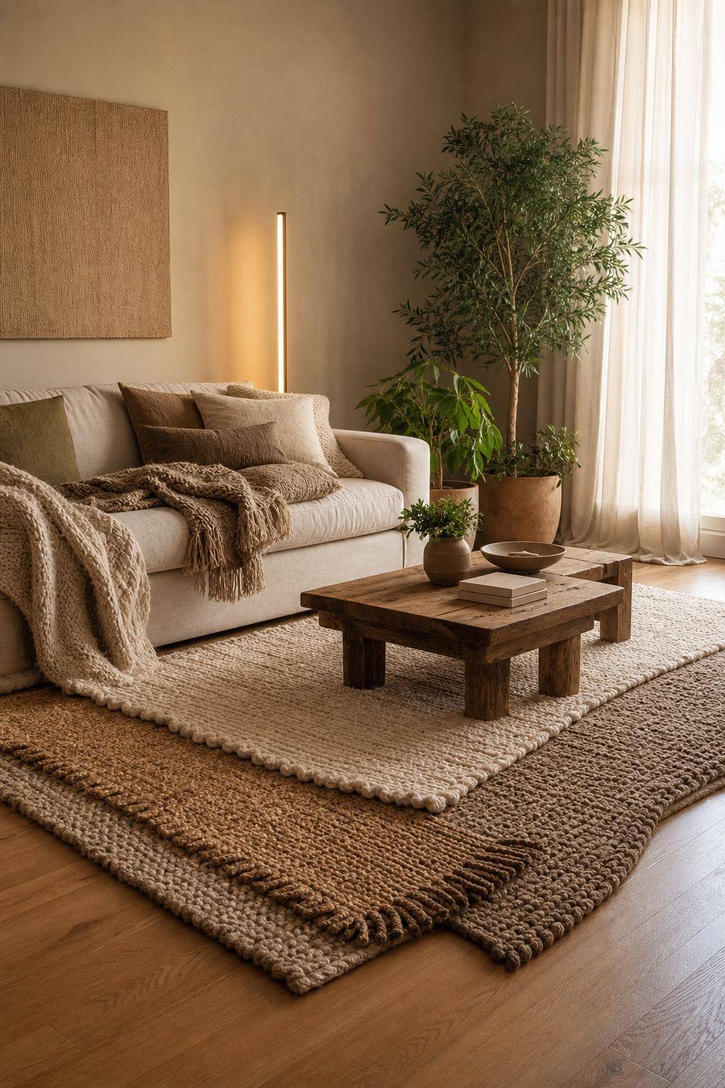 Gemütliche Einrichtung- Lege unterschiedliche Teppiche zum Kuscheln aus