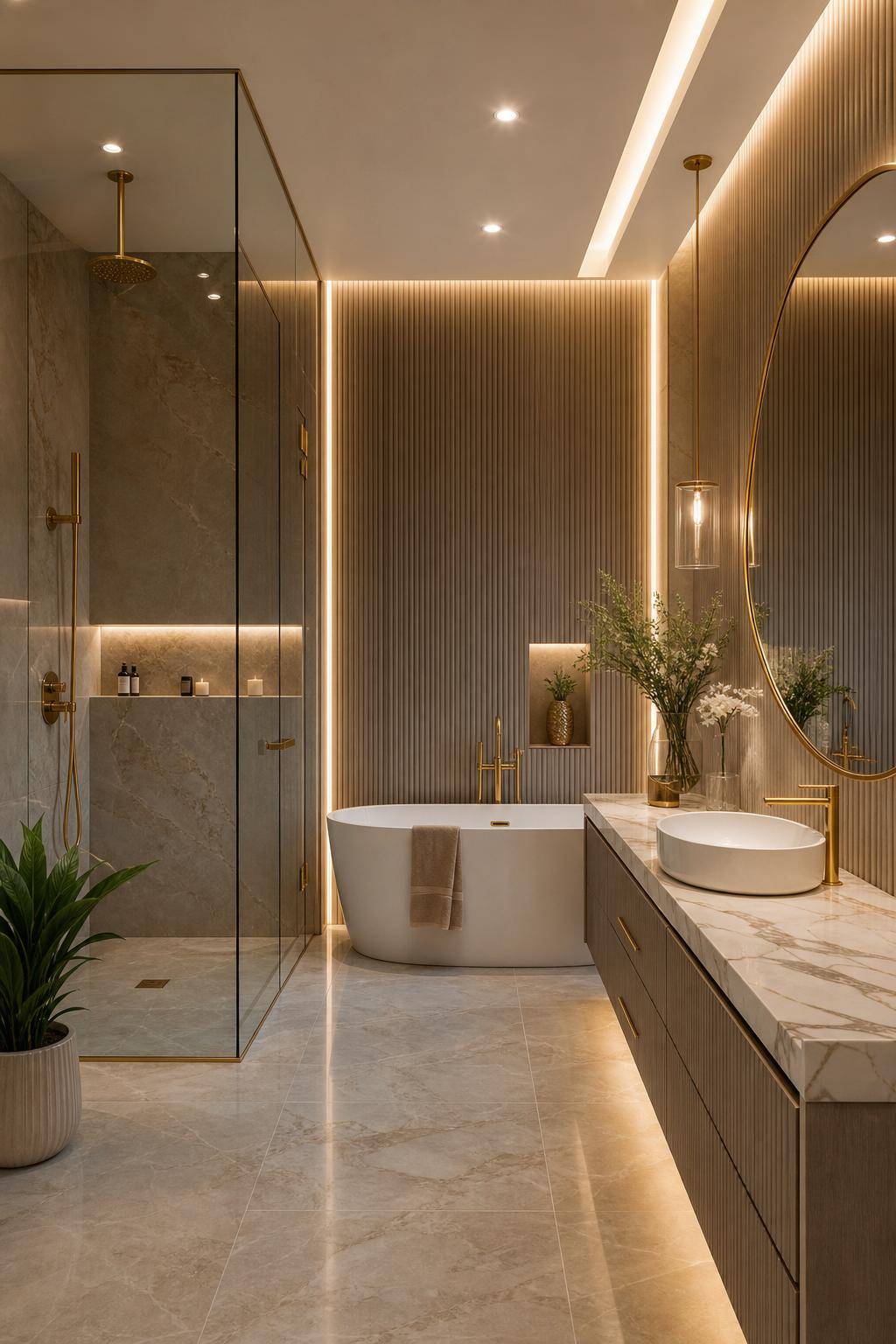 Glamour-Einrichtungsstil- Verfeinere dein Bad mit goldenen Armaturen