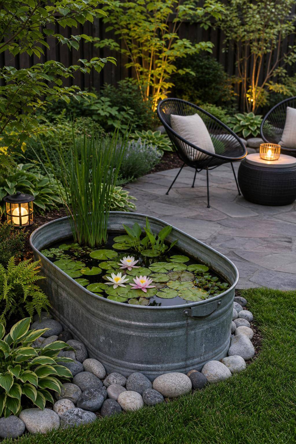 Ideen: Garten-Deko- Erschaffe einen Mini-Teich mit Zinkwanne