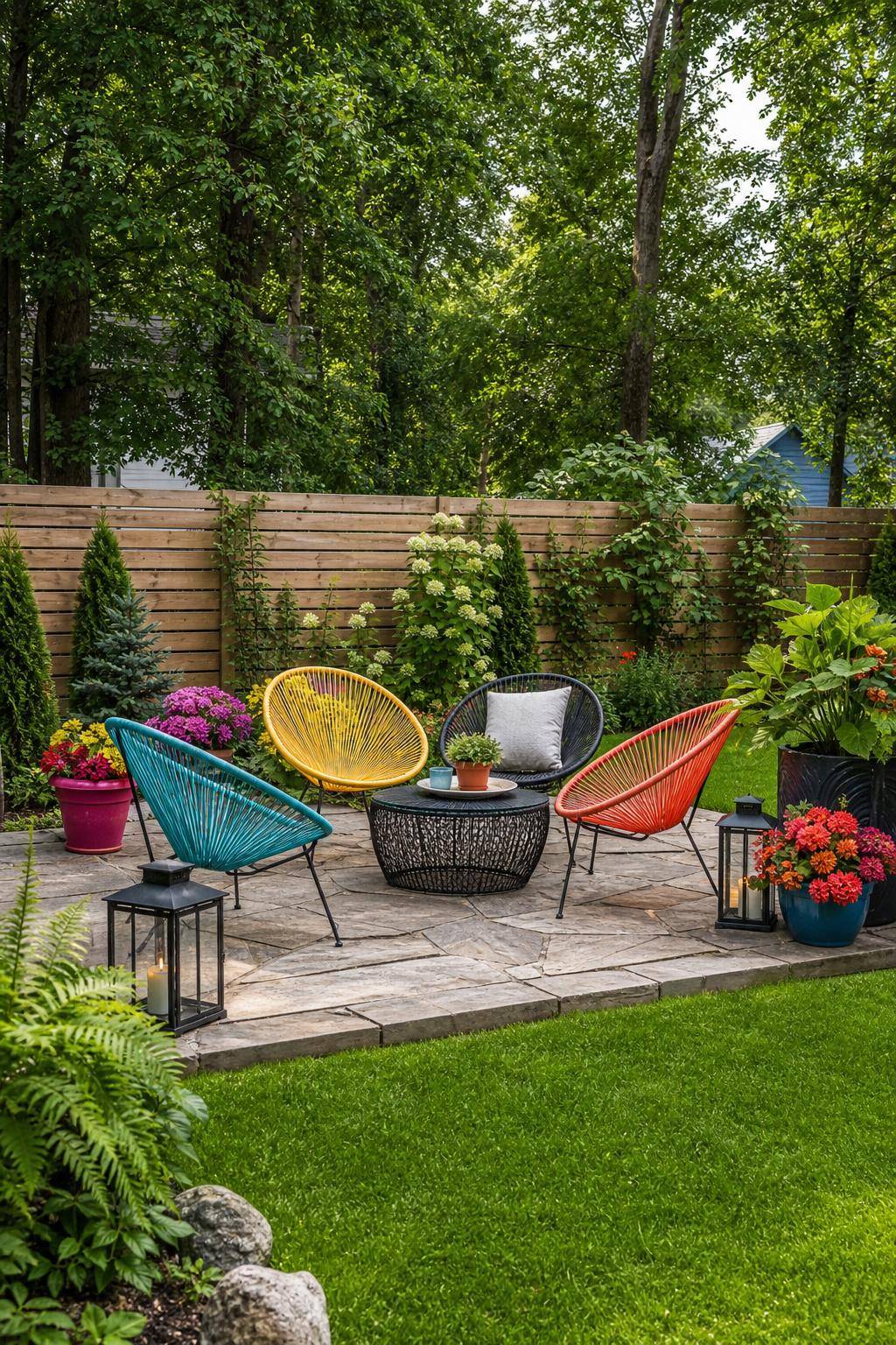 Ideen: Garten-Deko- Setze Akzente mit farbenfrohen Gartenstühlen