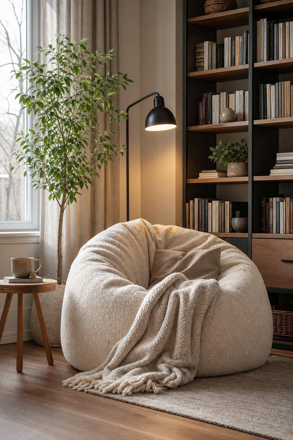 Ideen: Leseecke einrichten- Wähle einen bequemen Sitzsack für Flexibilität