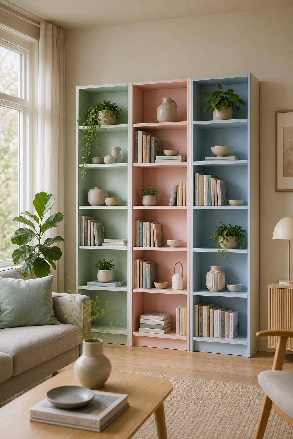 Ideen für IKEA Billy-Regal-Lackiere dein Billy-Regal in Pastellfarben