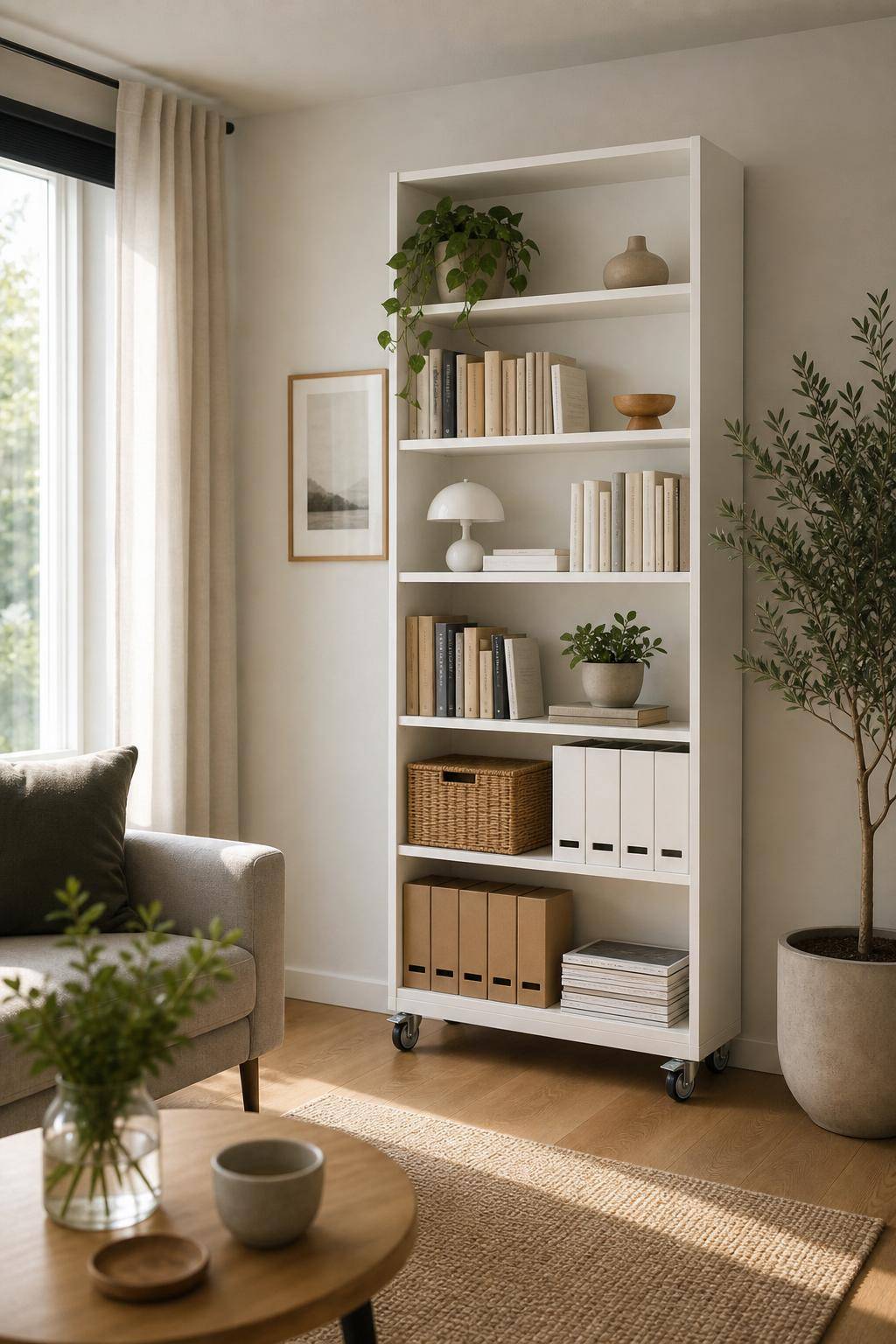 Ideen für IKEA Billy-Regal- Bringe Rollen an für Flexibilität