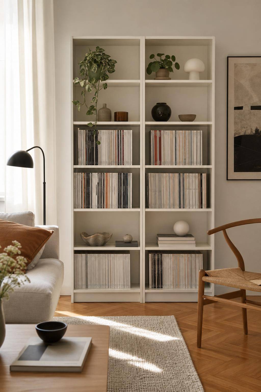 Ideen für IKEA Billy-Regal- Staple Magazine stylisch auf Augenhöhe