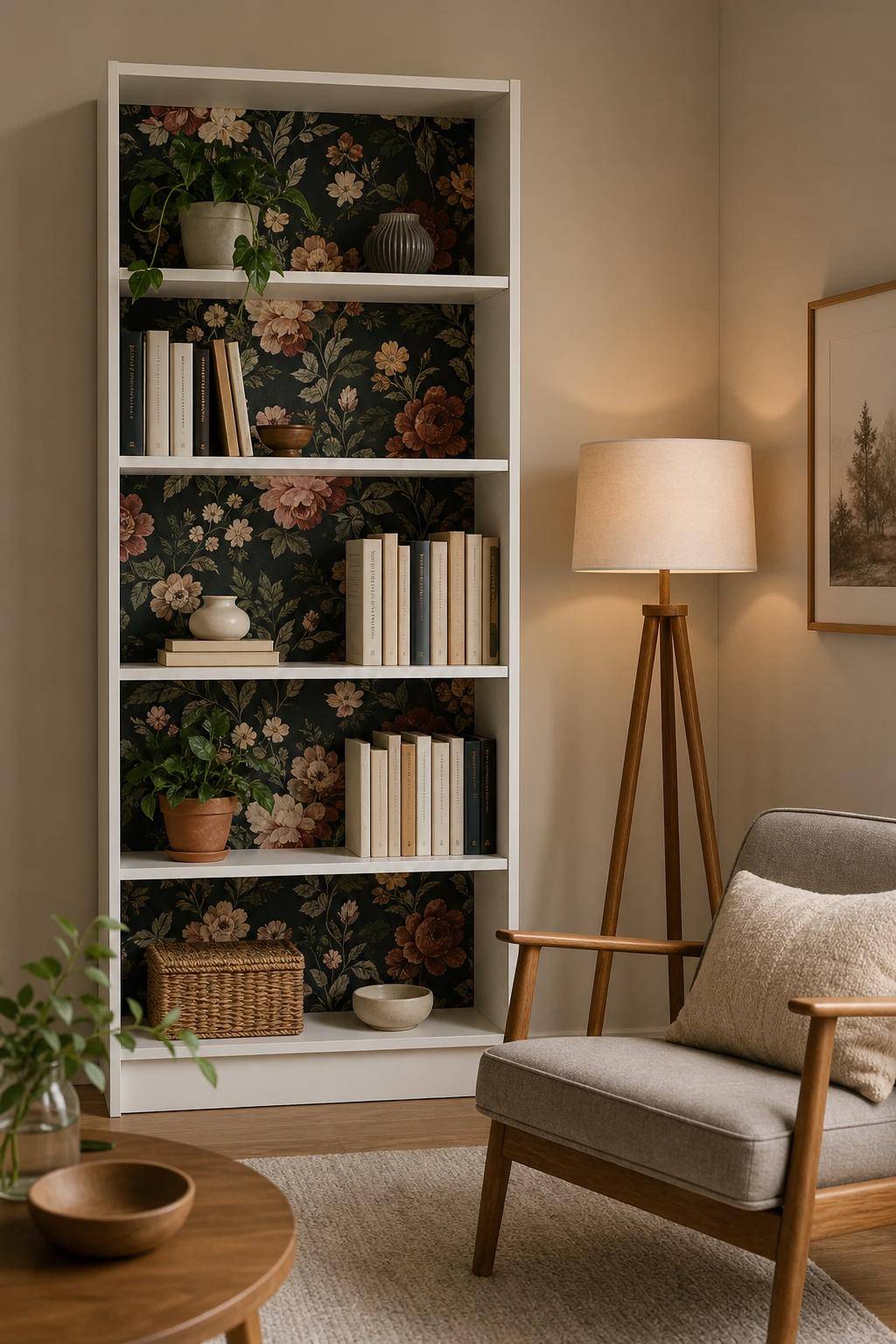 Ideen für IKEA Billy-Regal- Verschönere Rückwand mit Tapete