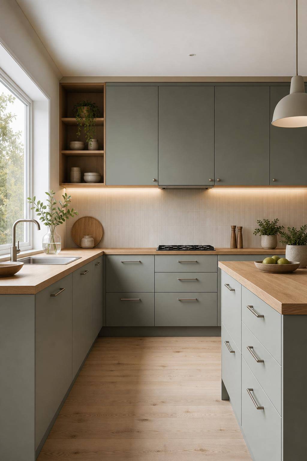 Ideen für Küche im skandinavischen Stil- Nutze minimalistische Griffe und Knöpfe