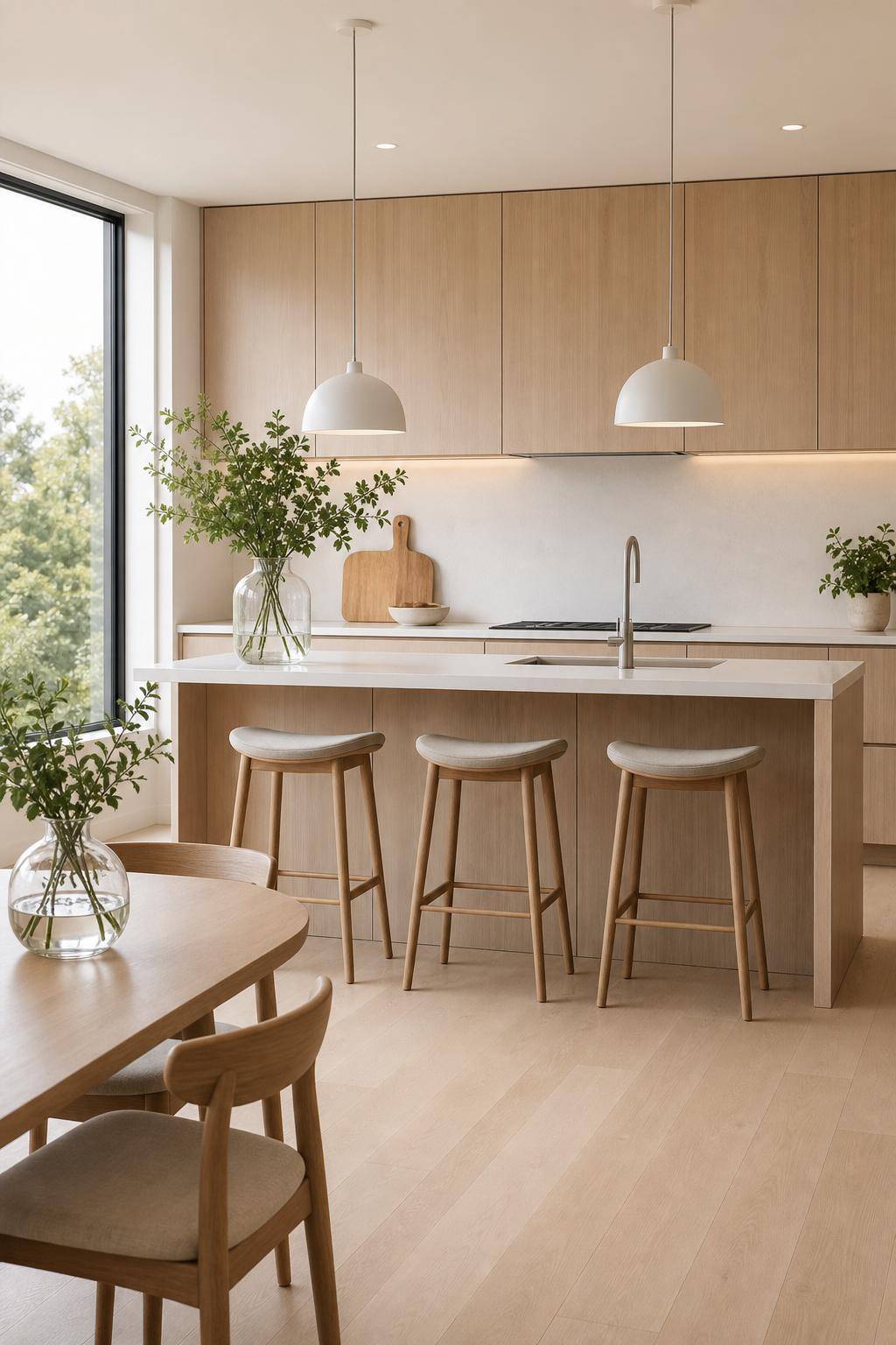 Ideen für Küche im skandinavischen Stil- Verwende Glasvasen als schlichte Hingucker