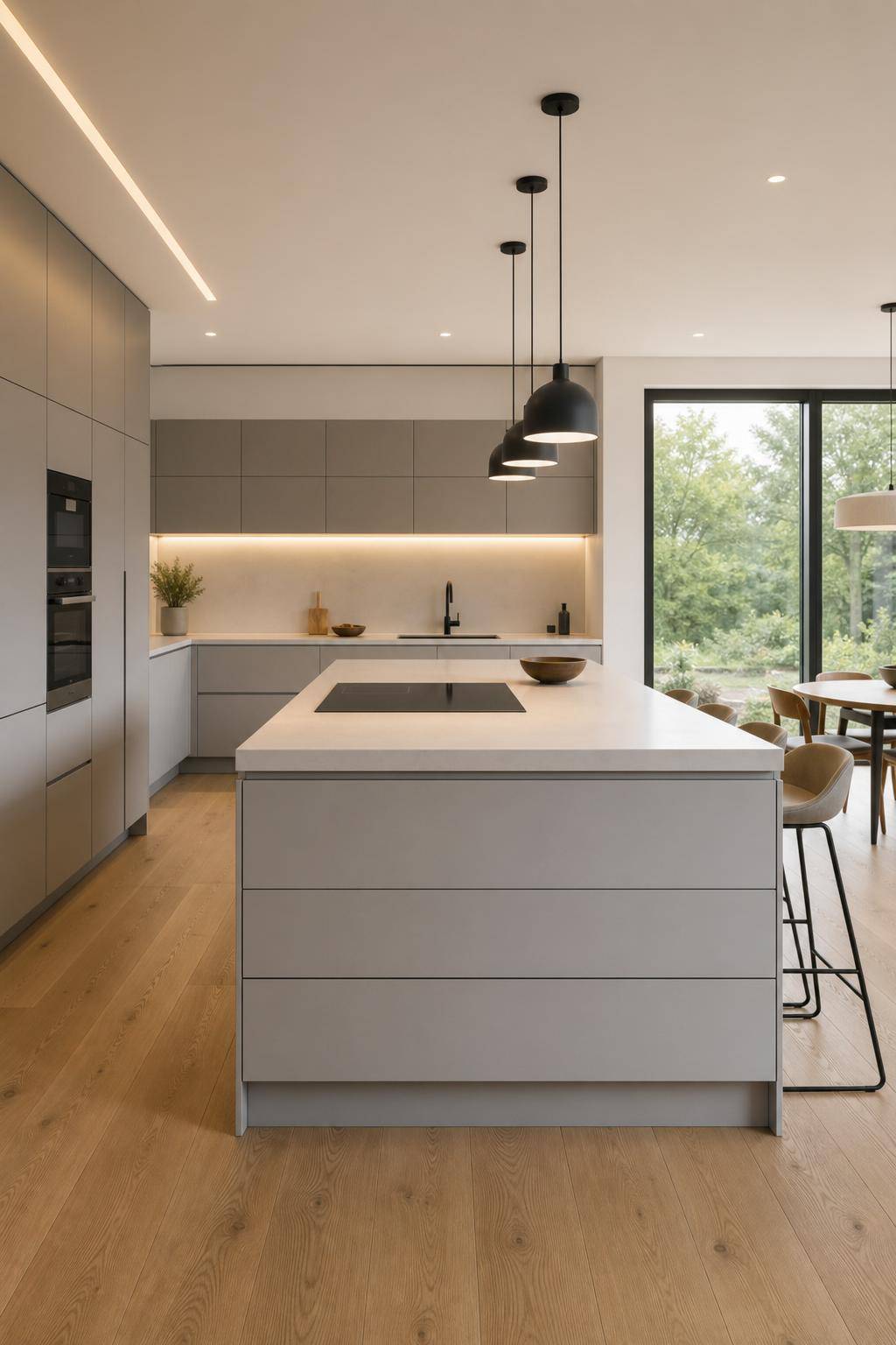 Ideen für Kücheninsel- Wähle grifflose Schubladen für modernes Design