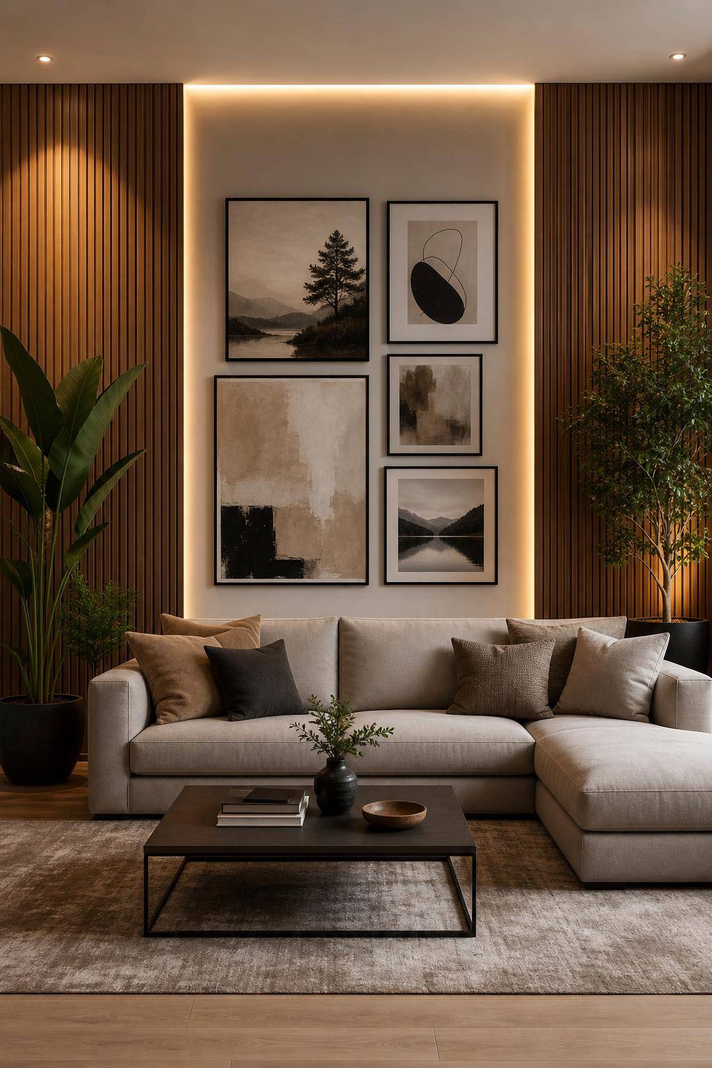 Ideen und Inspiration: Wandpaneele im Wohnzimmer- Gestalte eine Bildergalerie zwischen Wandpaneelen