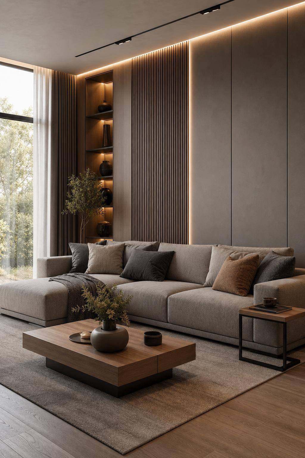 Ideen und Inspiration: Wandpaneele im Wohnzimmer- Passe Paneelfarben an deine Möbel an