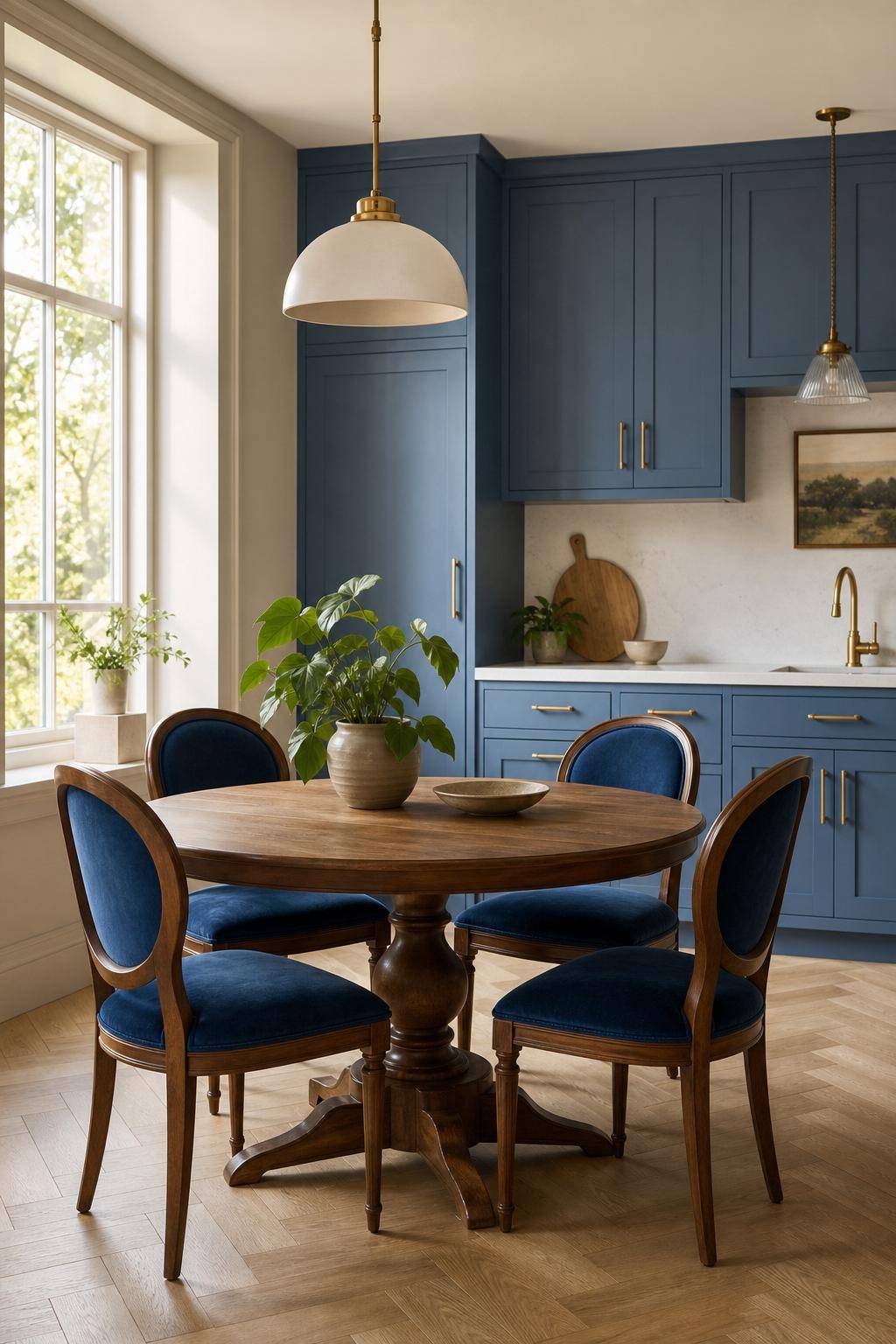 Inspiration für Küchen in Blau-Wähle samtene blaue Sitzkissen für Wärme