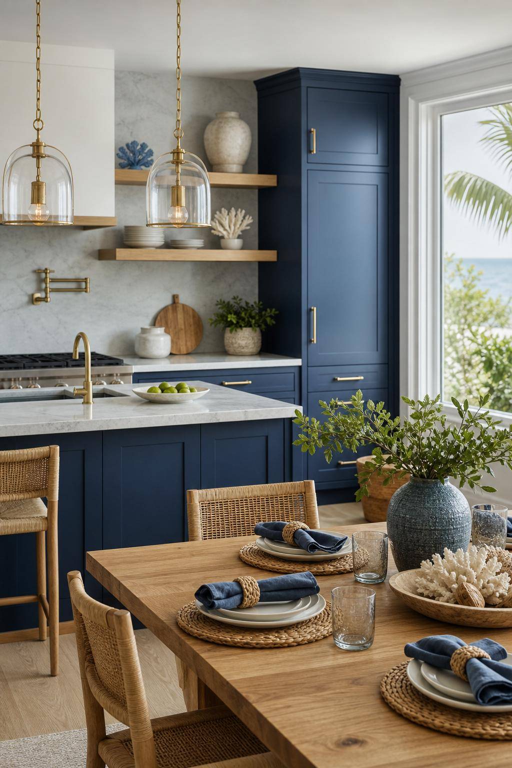 Inspiration für Küchen in Blau- Präsentiere Stoffservietten in Ozeanblau
