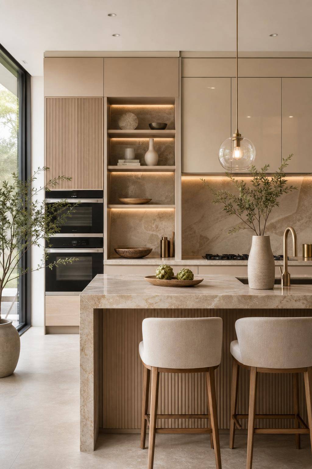 Inspiration für deine Küche in Beige-Spiele mit verschiedenen Beigetönen und Materialien