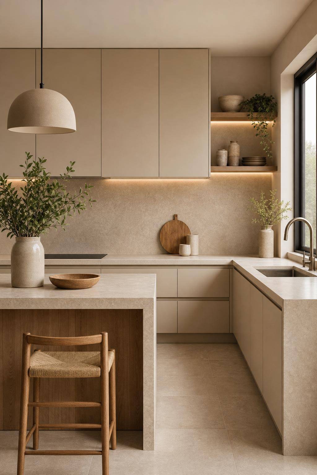 Inspiration für deine Küche in Beige- Kombiniere Creme- mit Sandtönen für Harmonie