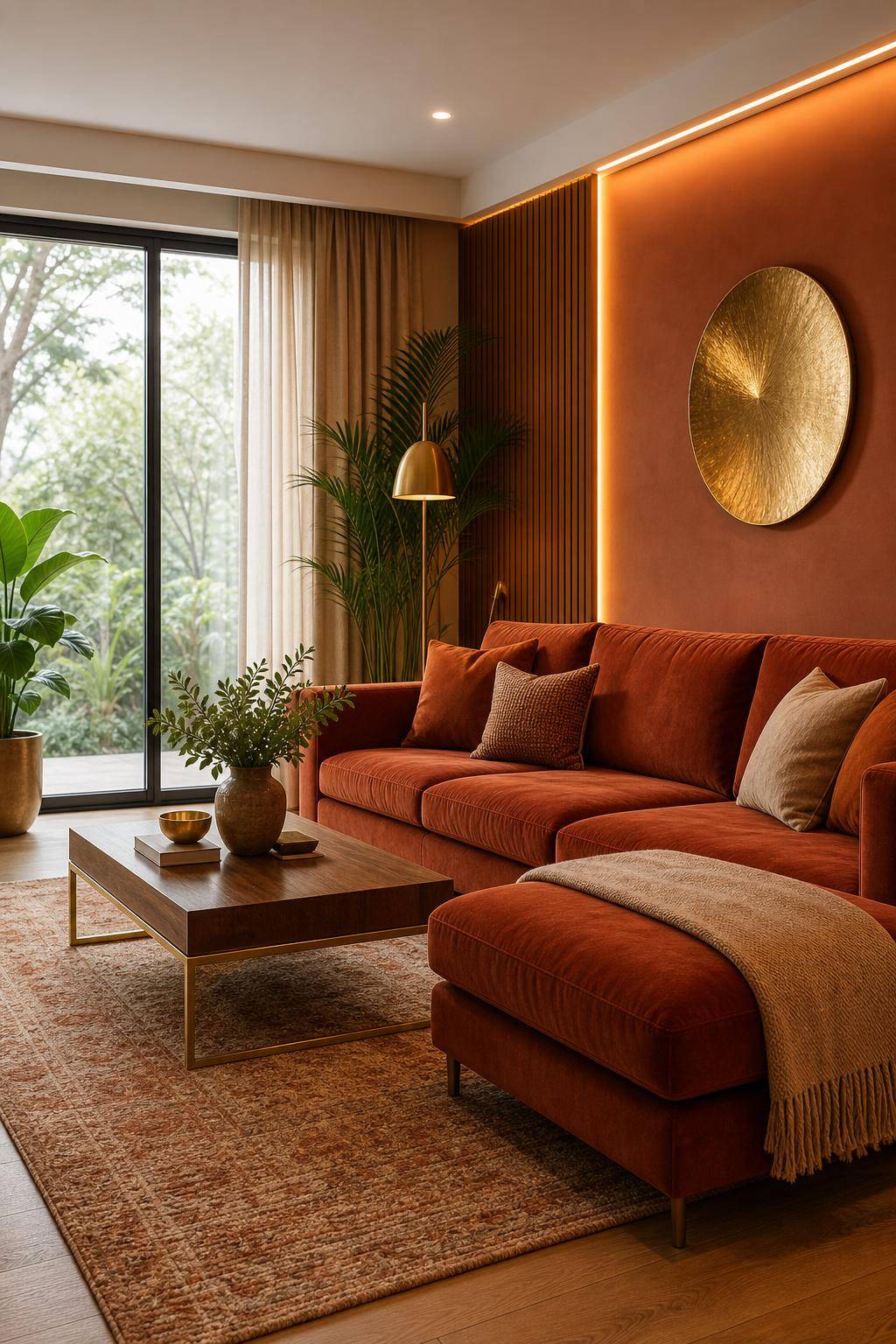 Inspiration für warme Wandfarben- Integriere goldene Akzente für mehr Wärme