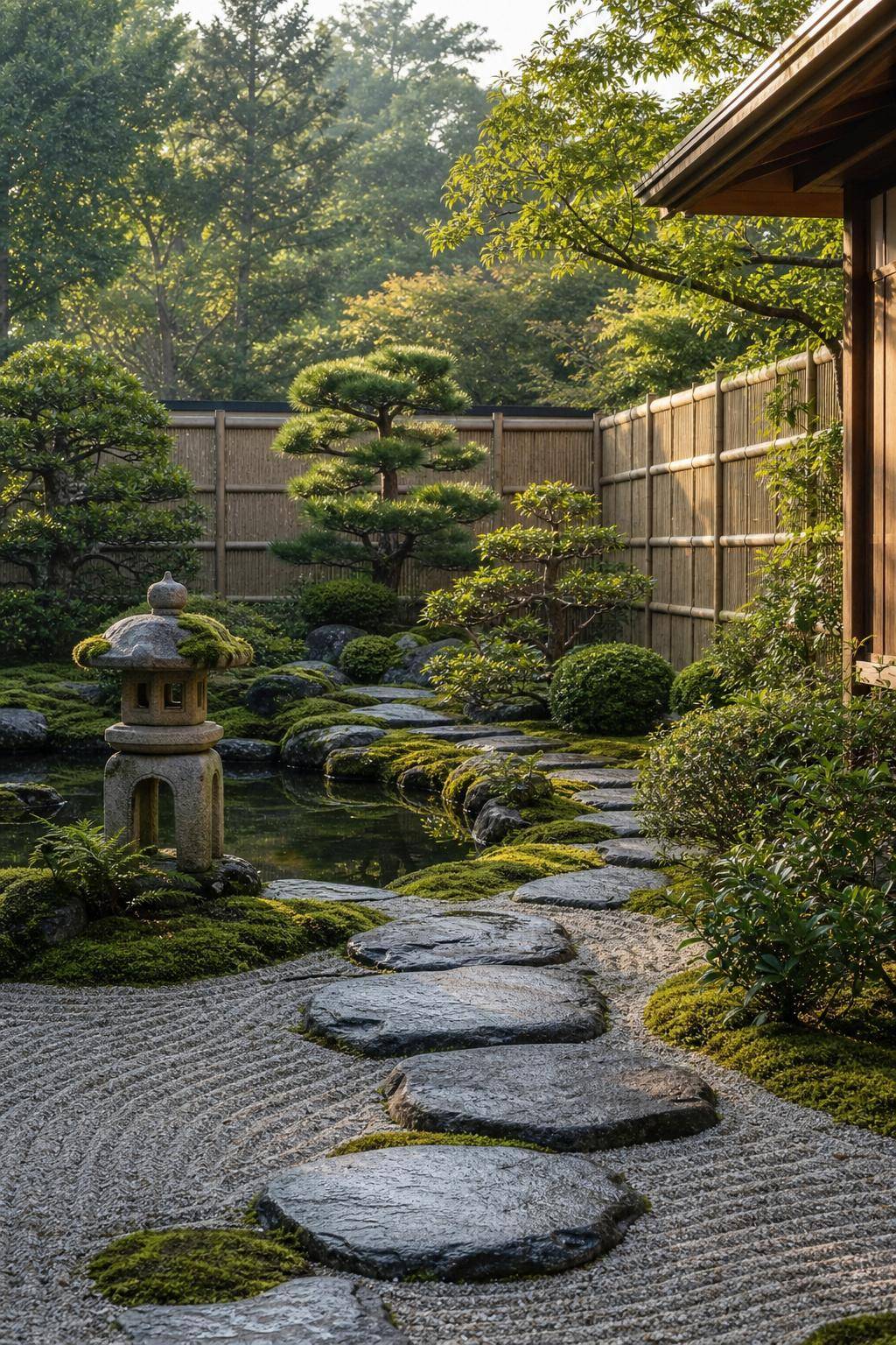 Japanischen Garten anlegen- Begrenze den Garten mit einer schlichten Holzzäunung