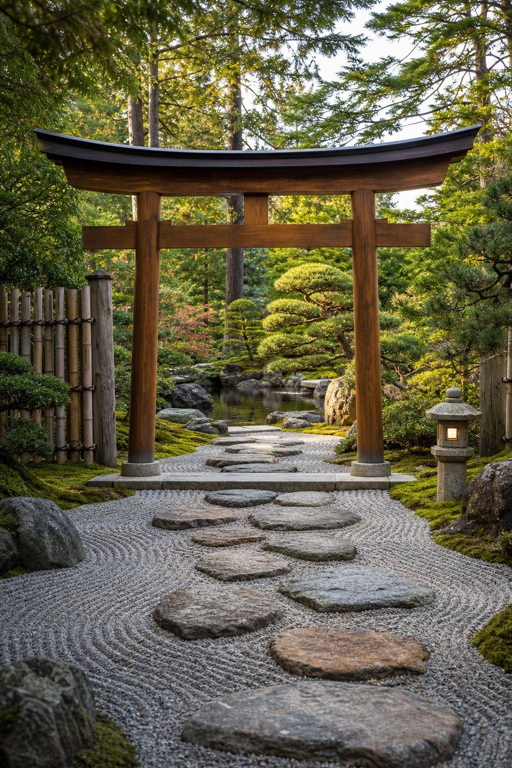 Japanischen Garten anlegen- Installiere einen japanischen Torbogen für Atmosphäre