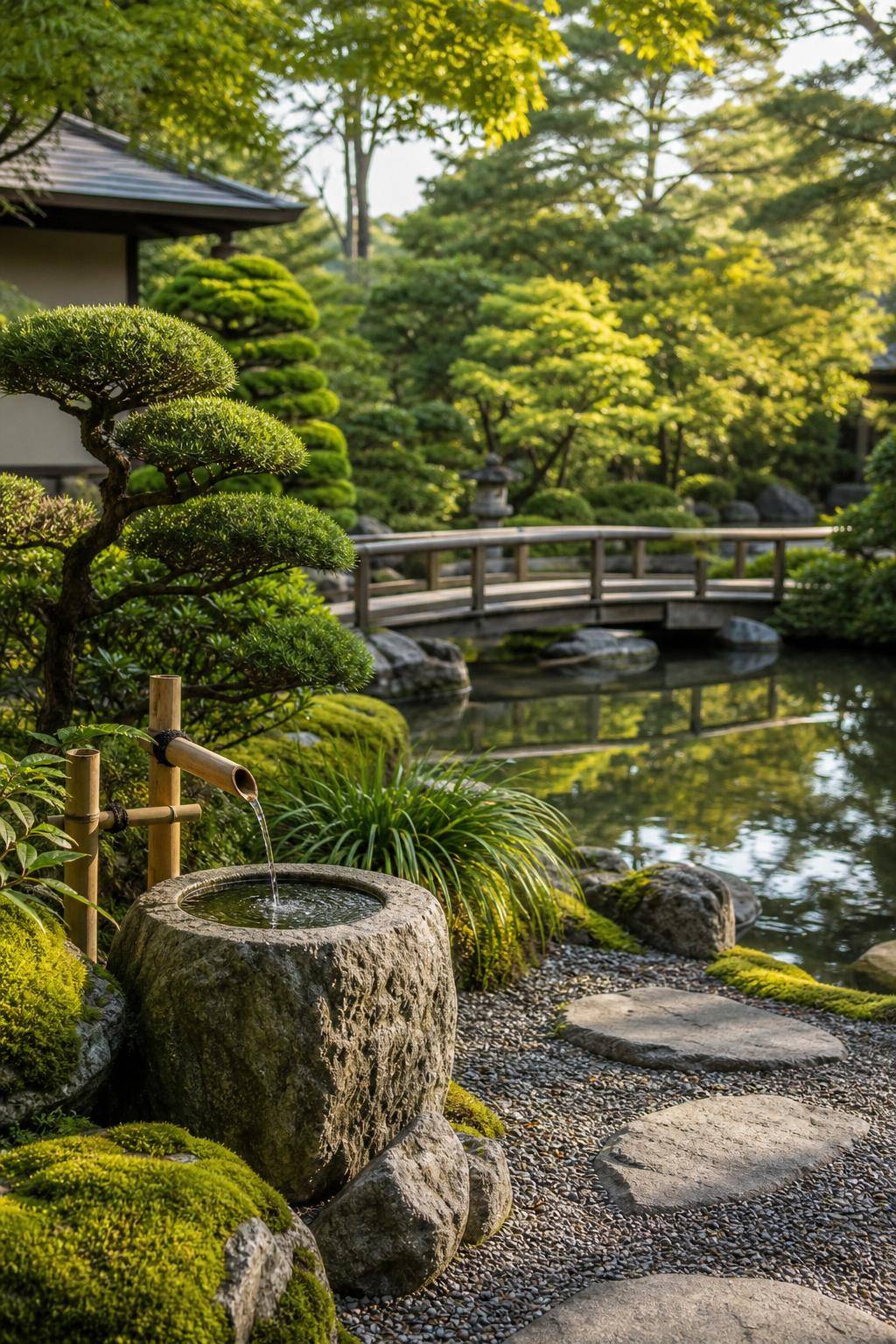 Japanischen Garten anlegen- Platziere eine Wasserquelle für sanftes Plätschern