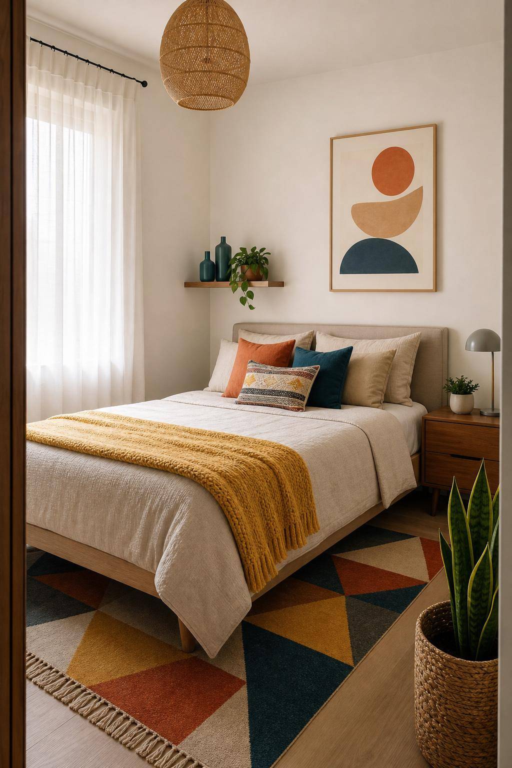 Kleines Zimmer einrichten- Setze Akzente mit farbigen Accessoires