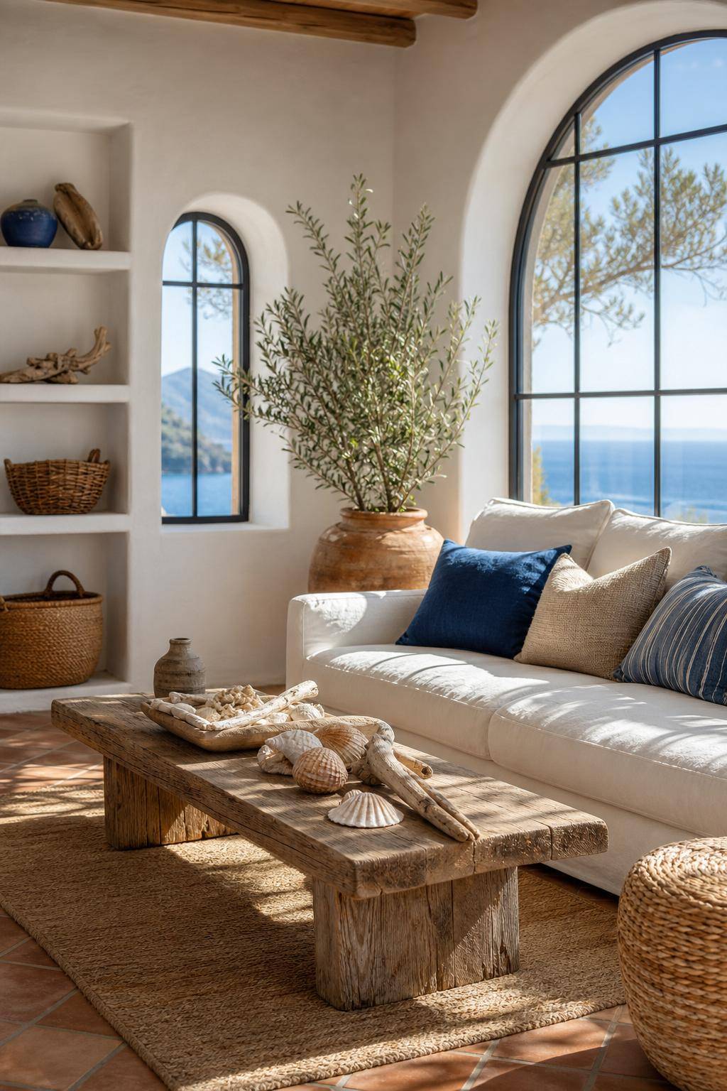 Mediterraner Einrichtungsstil- Arrangiere Strandfunde wie Muscheln und Treibholz