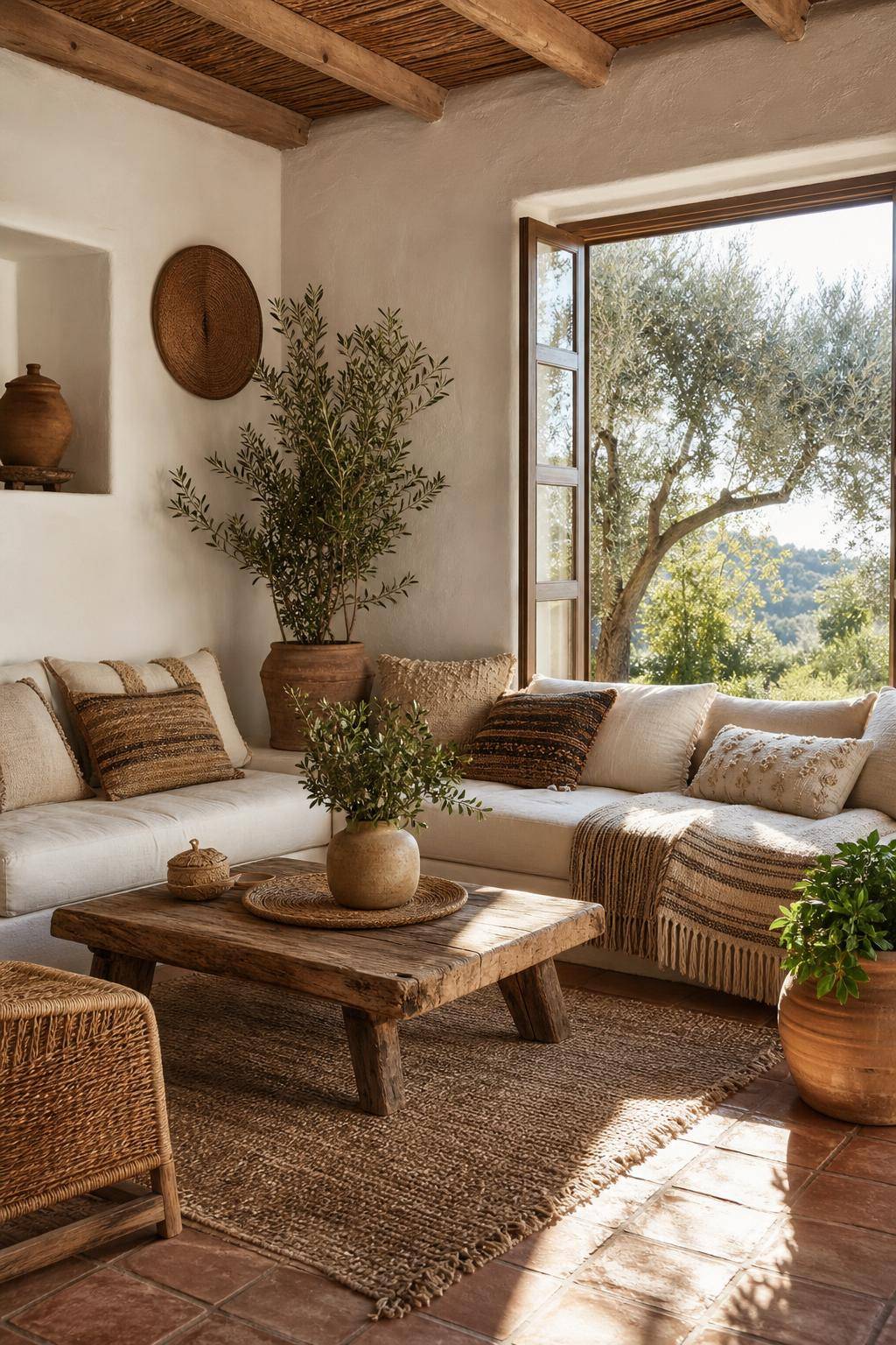 Mediterraner Einrichtungsstil- Integriere handgefertigte Kissen und Decken