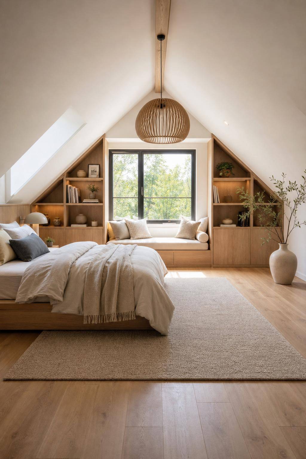 Schlafzimmer im Dachgeschoss- Baue praktische Nischenregale in Schrägen ein