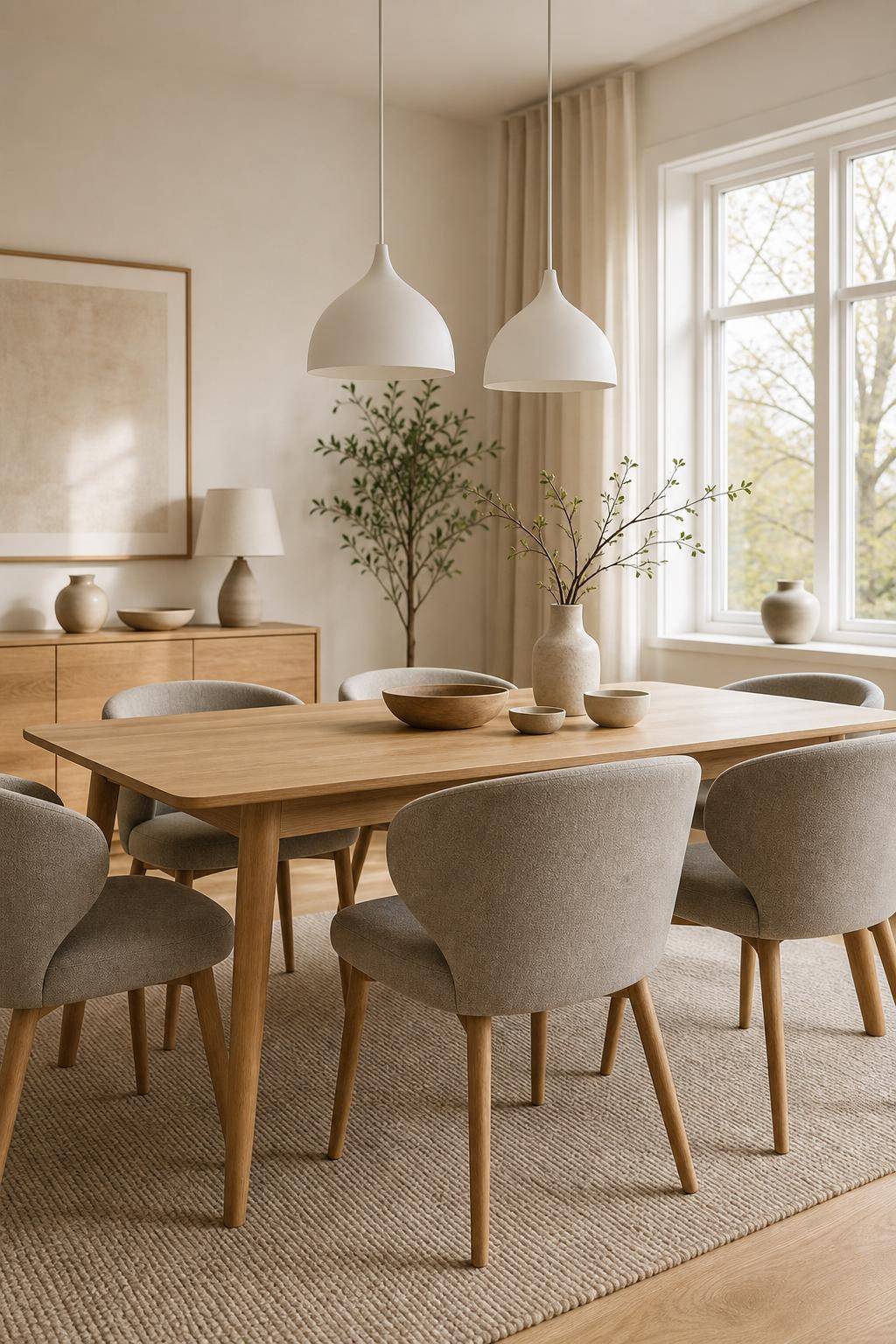 Skandinavisches Esszimmer einrichten- Setze auf minimalistische Pendelleuchten