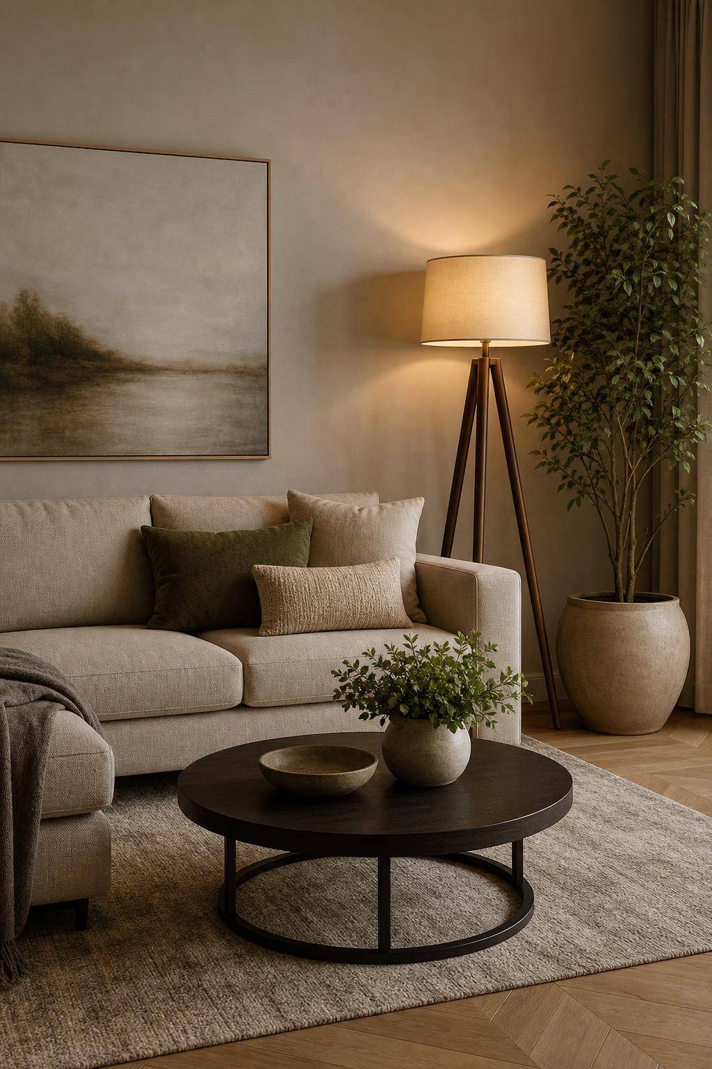 Sofa-Ideen fürs Wohnzimmer- Beleuchte die Sofaecke mit Stehlampen
