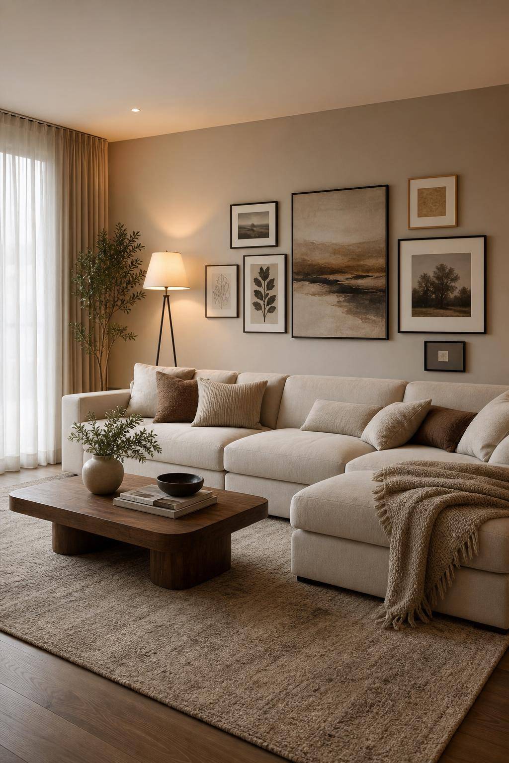 Sofa-Ideen fürs Wohnzimmer- Betone das Sofa mit einer Bilderwand