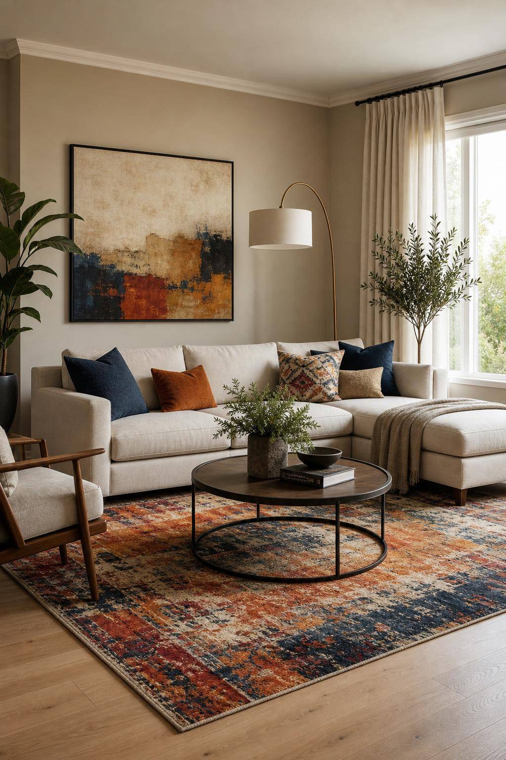 Wohnzimmer-Teppich Ideen-Wähle einen Teppich als farbigen Akzent