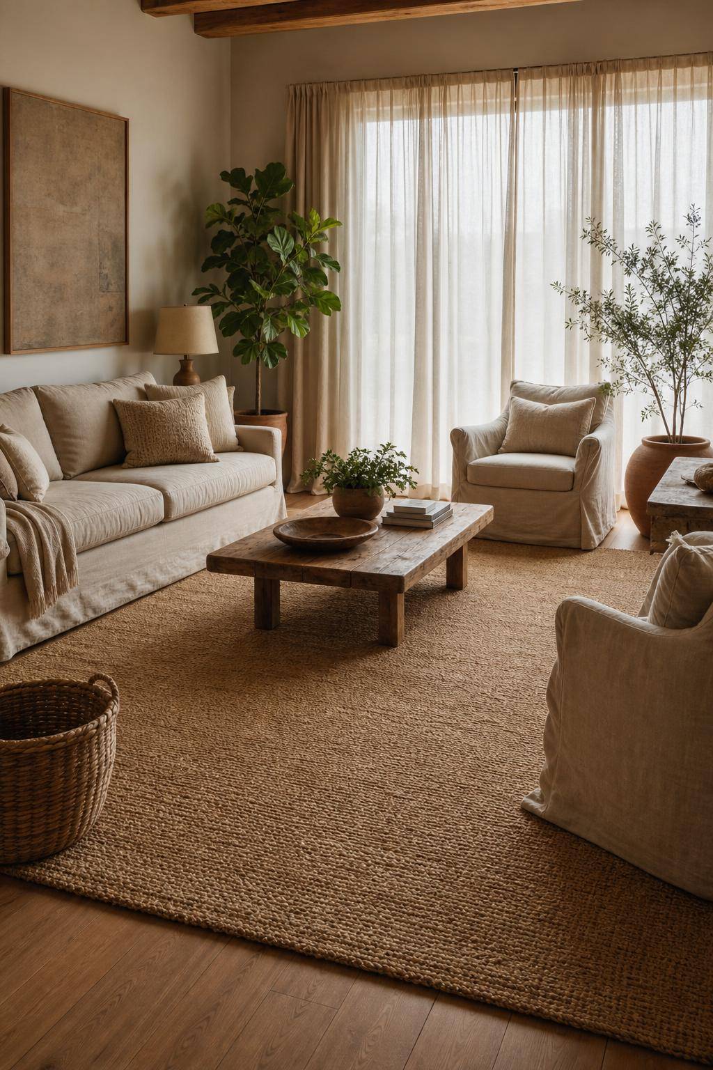 Wohnzimmer-Teppich Ideen- Kreiere durch Juteteppiche Natürlichkeit