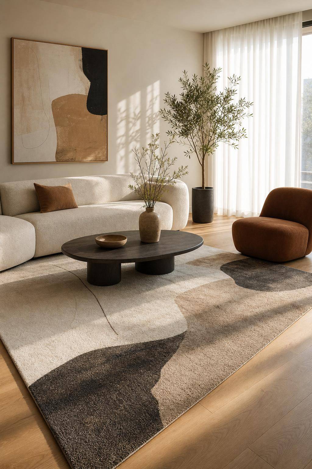Wohnzimmer-Teppich Ideen- Platziere den Teppich asymmetrisch für Spannung