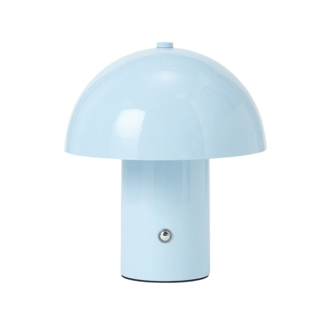 Pilzlampe Lou von Granit in Hellblau