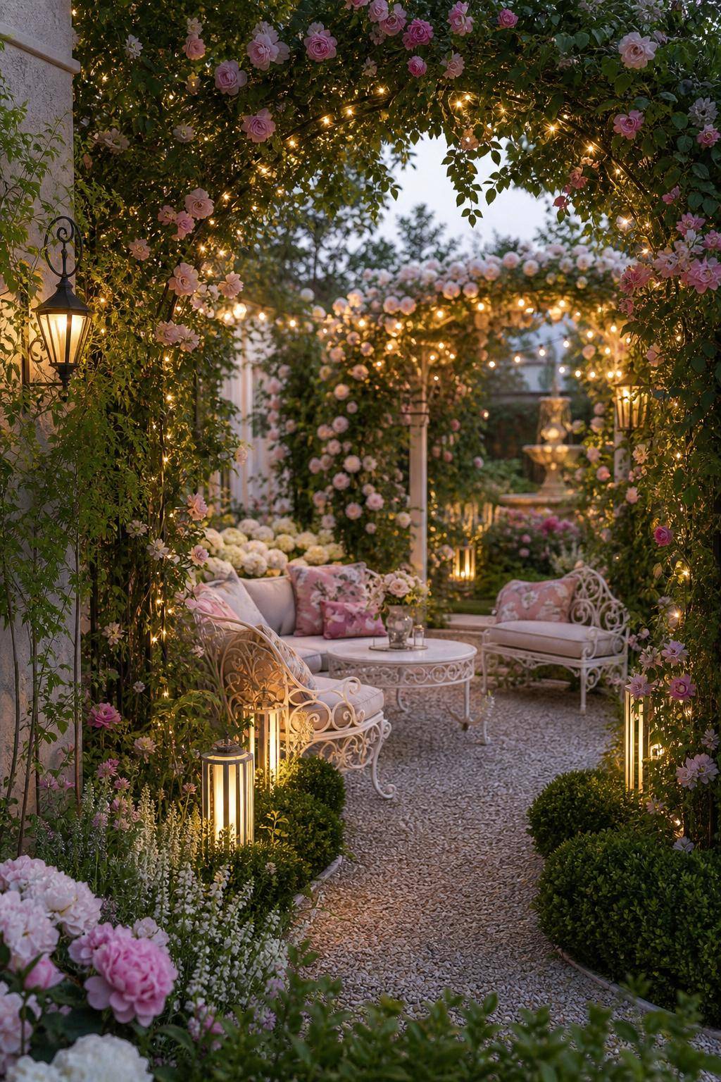 romantischen Garten gestalten: Ideen- Erweitere deinen Garten mit romantischen Lichterketten